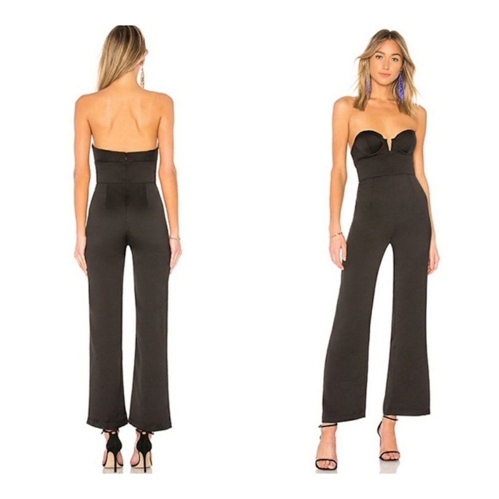 NBD Satin Bustier Wide Leg Jumpsuit NWT